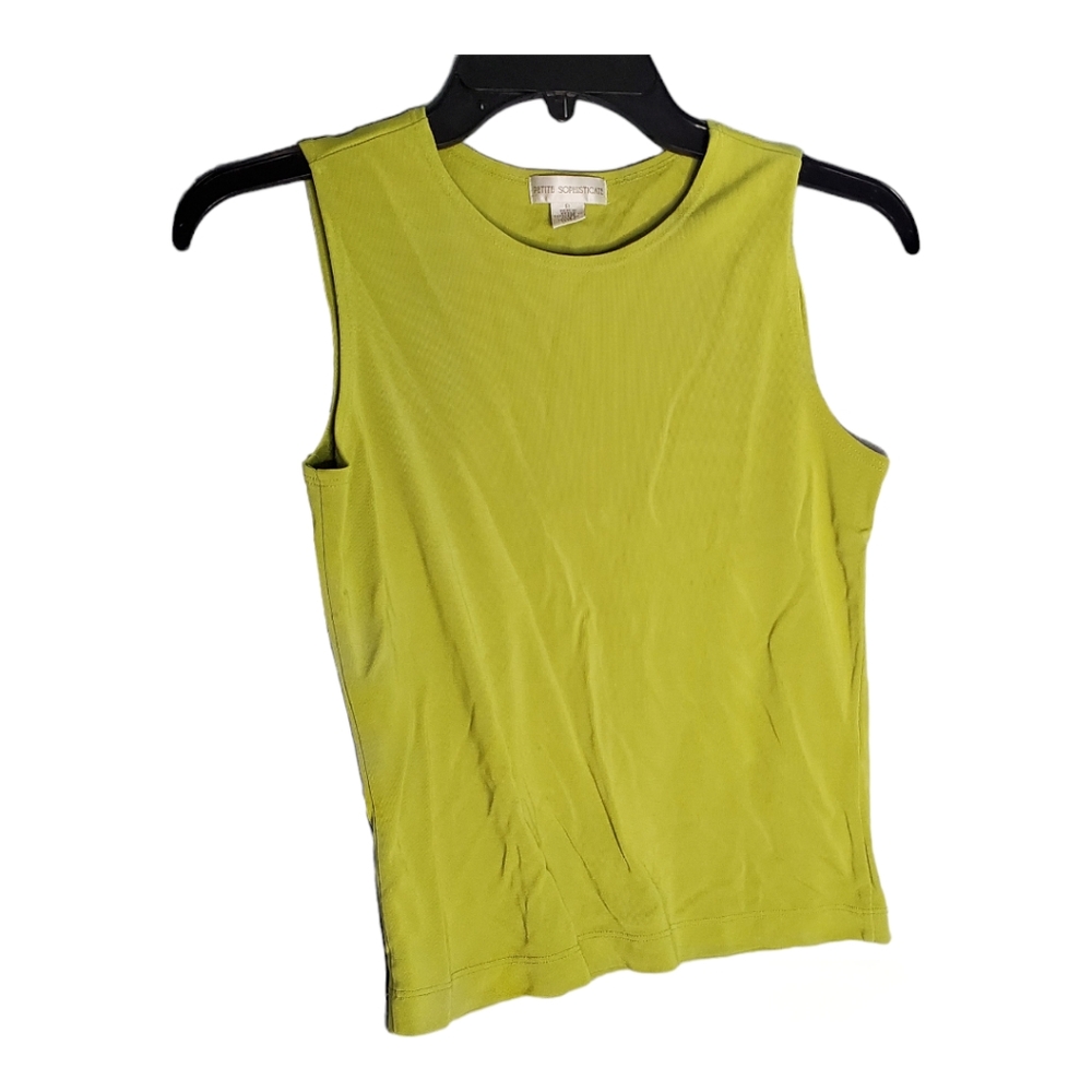 Petite Sophisticate Sleeveless Chartreuse top sz P